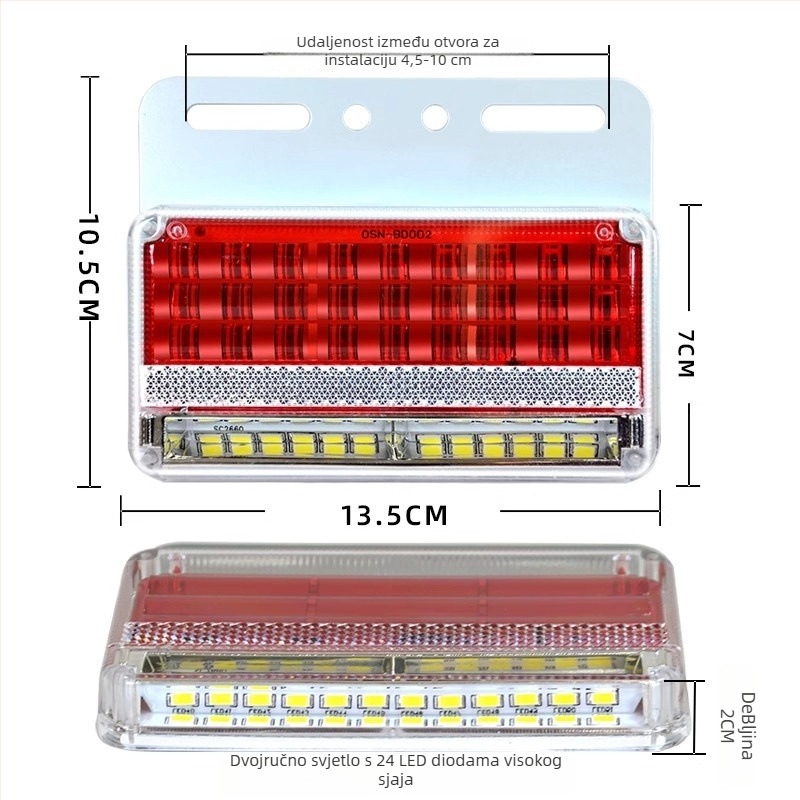 LED bočna svjetla za kamione, 24V, IP67 vodootporno, vijek trajanja 50000 h, model: Double row floor edge light