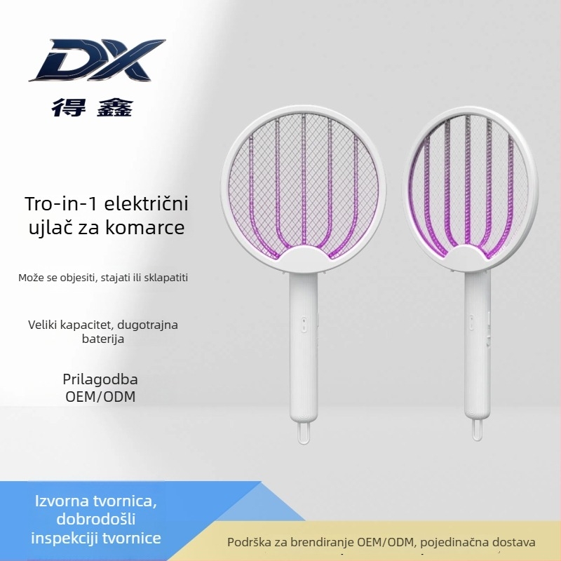 Sklopiva USB punjiva električna odpdučivač komaraca – 4 u 1, ručno i zidno, LED rasvjeta, 360° okretanje, pokrivenost 10 m²