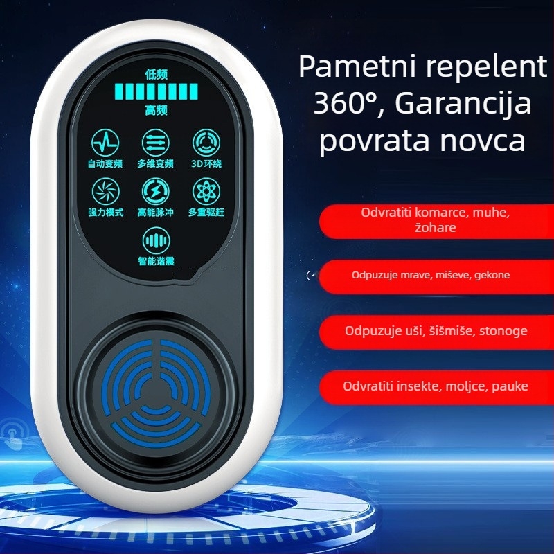 Unutarnji ultrazvučni repelent za komarce i ubojica insekata, punjiv, 220V, pakirano u kutiji
