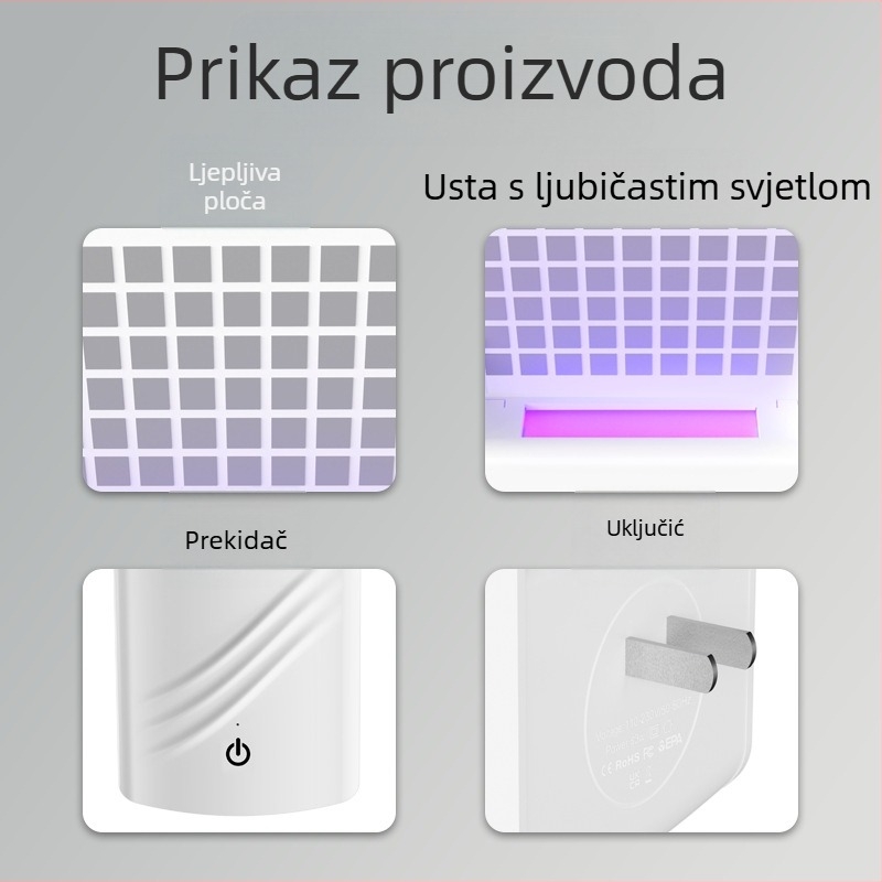 LED lampica za ubijanje komaraca, pokrivenost 11-20 m², ljepljiva zamka, ABS kućište, minimalistički dizajn