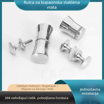 Držač za tuš prostor od staklenih vrata, okrugli s jednim otvorom, nehrđajući čelik, polirani završetak, moderni minimalistički stil
