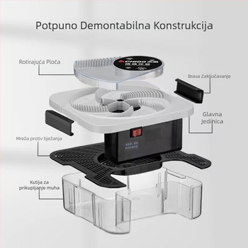Past za mušice, automatska hvatač mušica, pogodna za 21-30 m², 5V, 4W, ugrađena baterija, trajanje 8-12 sati