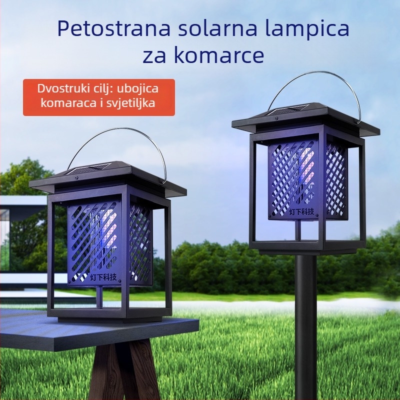 Solarna lampa za komarce s LED svjetlom, rotacija 0–180°, pokrivenost 61 m²+, ugrađena baterija od 5001 mAh