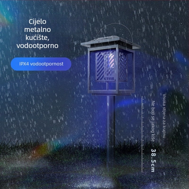 Solarna lampa za komarce s LED svjetlom, rotacija 0–180°, pokrivenost 61 m²+, ugrađena baterija od 5001 mAh