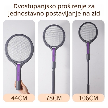 Električni štap za komarce s izvučivim i sklopivim dizajnom, vodootporan (UV svjetlo; aluminijska mreža; pokrivenost 11-20 m²; vrijeme punjenja 3-5 sati; trajanje baterije 6-8 sati)