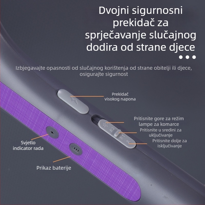Električni štap za komarce s izvučivim i sklopivim dizajnom, vodootporan (UV svjetlo; aluminijska mreža; pokrivenost 11-20 m²; vrijeme punjenja 3-5 sati; trajanje baterije 6-8 sati)