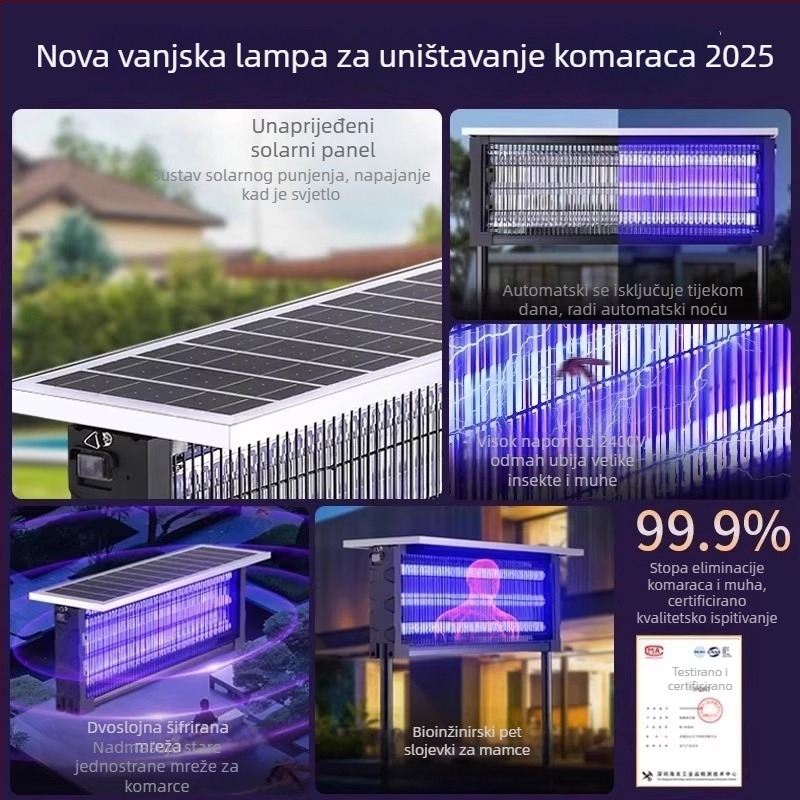 Solarna lampa za ubijanje komaraca, vanjska, model MWD-tyn-H, napon 240 V, oblik kružno-četvrtast, marka Xinya