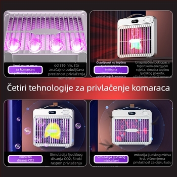 Električna lampa za ubijanje komaraca s ugrađenom baterijom 1001–1600mAh, USB punjenje, radni vijek 6–8 sati, bez toksina i pesticida, pogodna za prostorije iznad 61 m²