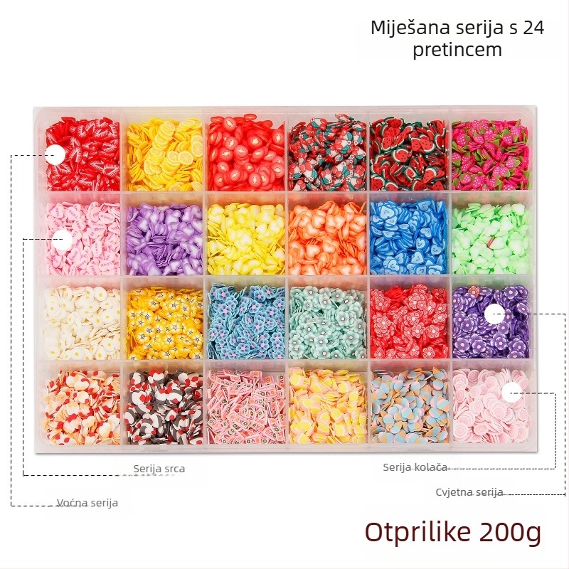 DIY ukrasi za nakit od mekane glinene mase – set sa 24 odjeljka, ploške voćnih rezova za tortu i elementi kremaste glazure