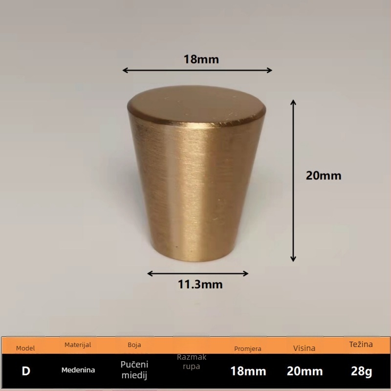 Drška za garderobu, koničnog oblika s jednom otvorom, od legure bakra-aluminija, oksidativni premaz, moderan stil, model 10, Golden marka