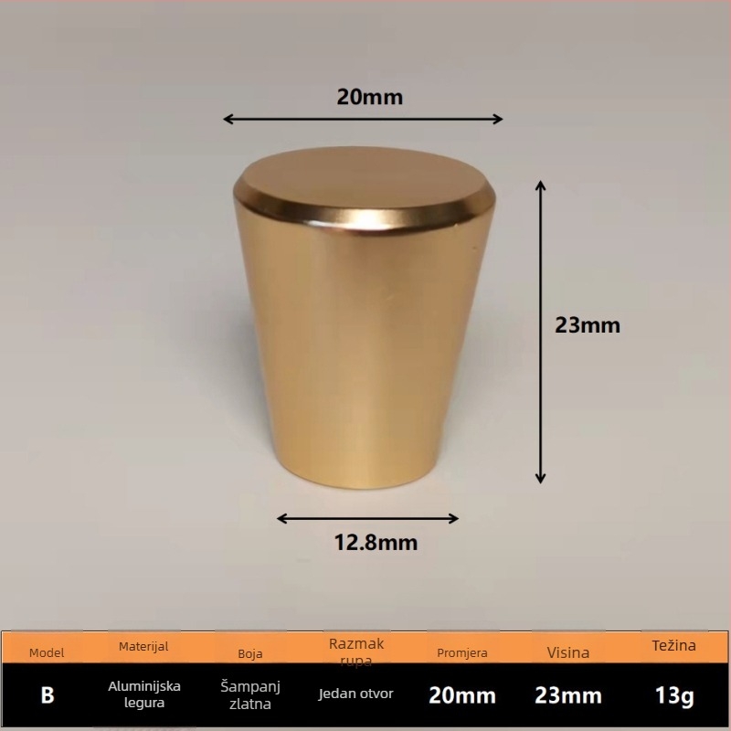 Drška za garderobu, koničnog oblika s jednom otvorom, od legure bakra-aluminija, oksidativni premaz, moderan stil, model 10, Golden marka