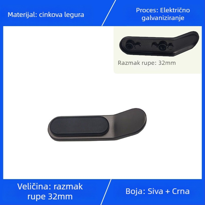Palčana ručka za ormariće i ladice, cinkova legura, elektroplatiranje, skandinavski moderni minimalistički stil