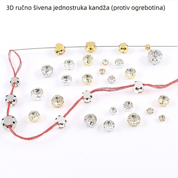 3D ručno šivani kristal s jednom kandicom, D-oblik linija protiv zapetljavanja, kristal postavljen klinastim držačem za DIY vjenčanicu, dodaci za odjeću