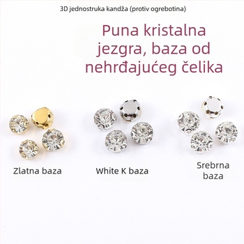 3D ručno šivani kristal s jednom kandicom, D-oblik linija protiv zapetljavanja, kristal postavljen klinastim držačem za DIY vjenčanicu, dodaci za odjeću