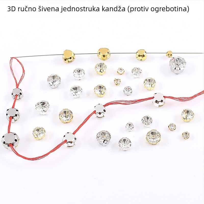 3D ručno šivani kristal s jednom kandicom, D-oblik linija protiv zapetljavanja, kristal postavljen klinastim držačem za DIY vjenčanicu, dodaci za odjeću