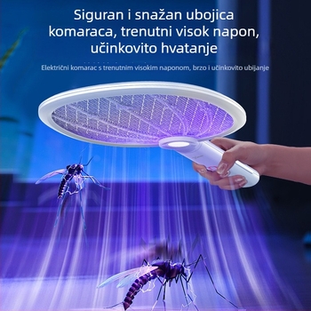 Električna hvatač komaraca za kućnu upotrebu - dvostruka funkcija: hvatač komaraca i muha uz UV svjetlo za privlačenje i uništenje, ugrađena baterija 801-1000 mAh, autonomija 1-3 h, punjenje 5-8 h.