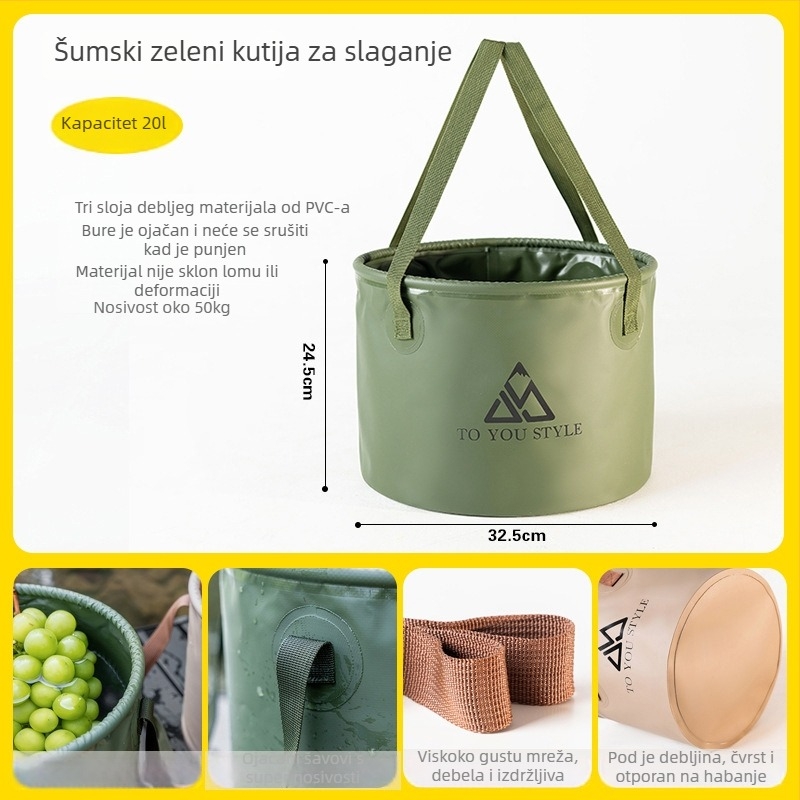 Sklopiva vanjska vodena torba, 10–20 L, PVC, vodootporna, za kampiranje, ribolov i pranje automobila
