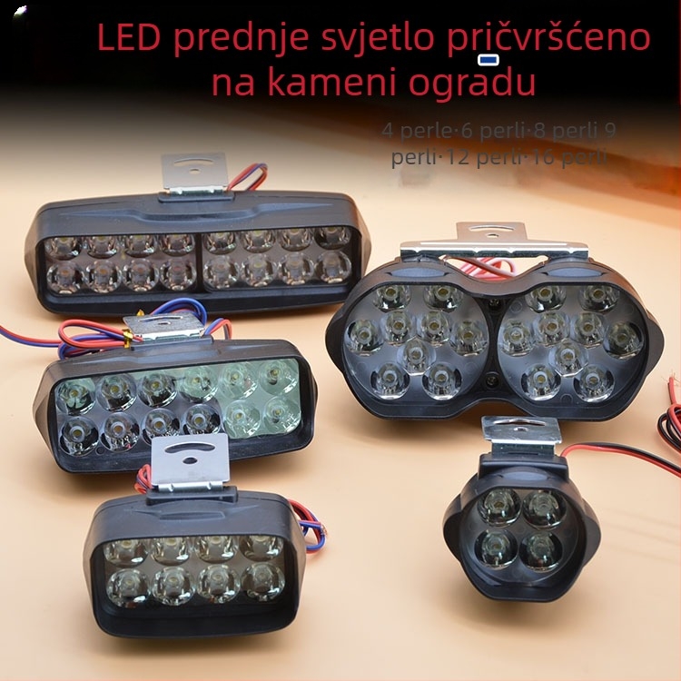 LED prednje svjetlo, visokoučinkovit reflektor, ABS kućište, 12V, za električna vozila i motocikle