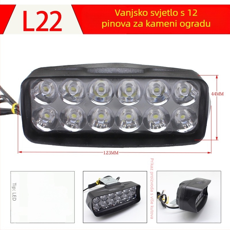 LED prednje svjetlo, visokoučinkovit reflektor, ABS kućište, 12V, za električna vozila i motocikle