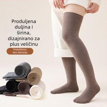 Duge čarape do koljena za žene velikog iznosa, guste pamukaste, protuklizne, jesen-zima, dugi tubularni dizajn