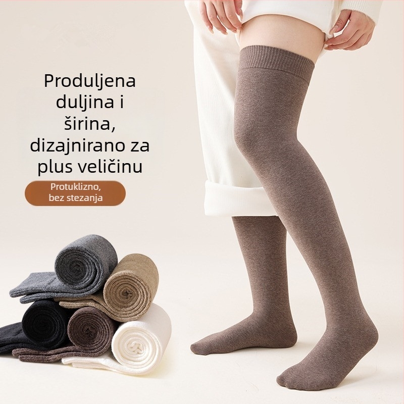 Duge čarape do koljena za žene velikog iznosa, guste pamukaste, protuklizne, jesen-zima, dugi tubularni dizajn