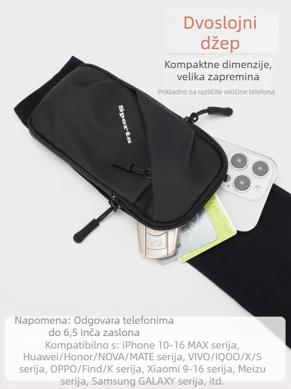 Torba za ruku s telefonom za trčanje i vožnju biciklom, prozračna ultralaka unisex dodatak, s pretincom za telefon, Oxford tkanina