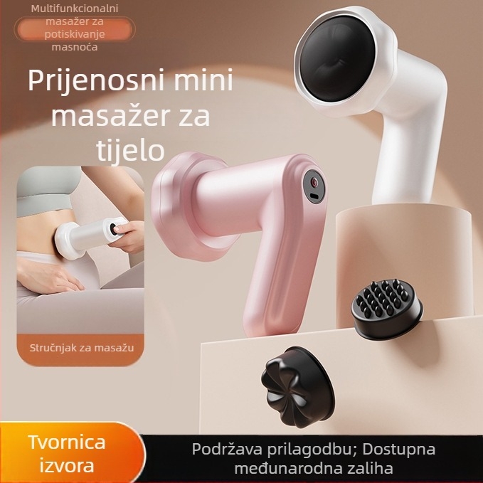 Prijenosni električni masažer tijela s 6 masažnih glav, četkasti motor, ugrađena baterija, višenamjenski, 5+ brzina