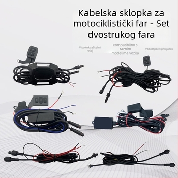 Motociklistički LED reflektor prekidač One-to-Two – kabelski set za kratko i daleko svjetlo, 100W, 12–90V, IP65, 50.000h