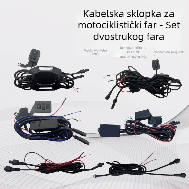 Motociklistički LED reflektor prekidač One-to-Two – kabelski set za kratko i daleko svjetlo, 100W, 12–90V, IP65, 50.000h