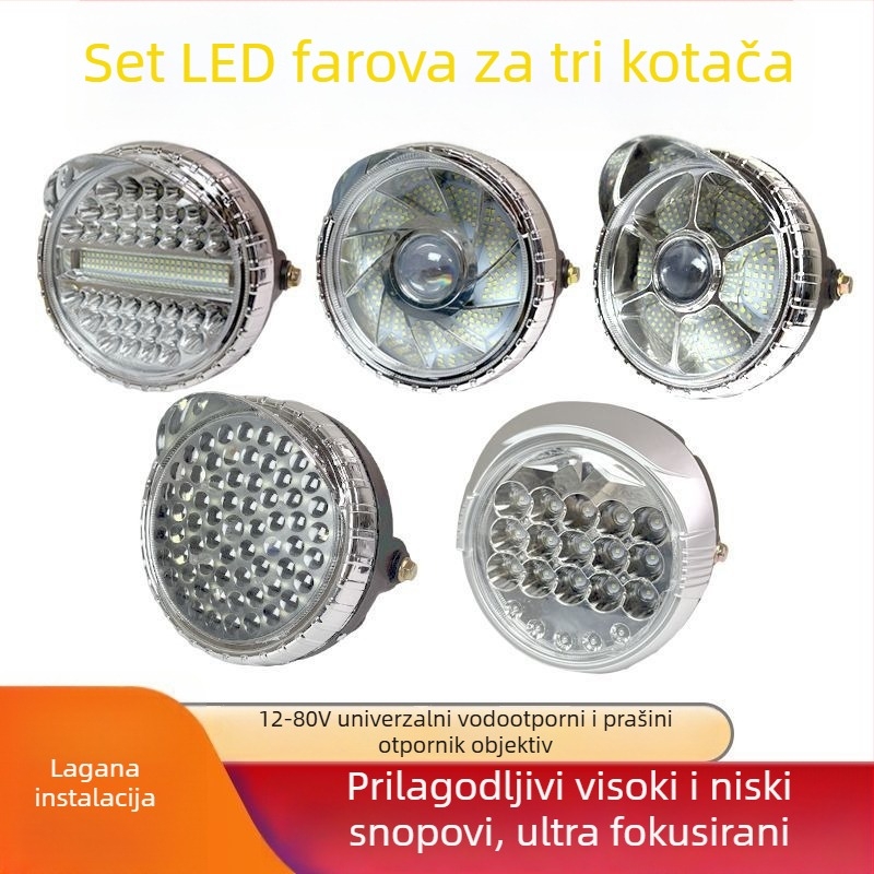 LED prednje svjetlo za motocikl/tricikl, iznimno svijetlo, vodootporno, univerzalna kompatibilnost, Napetost: 8V