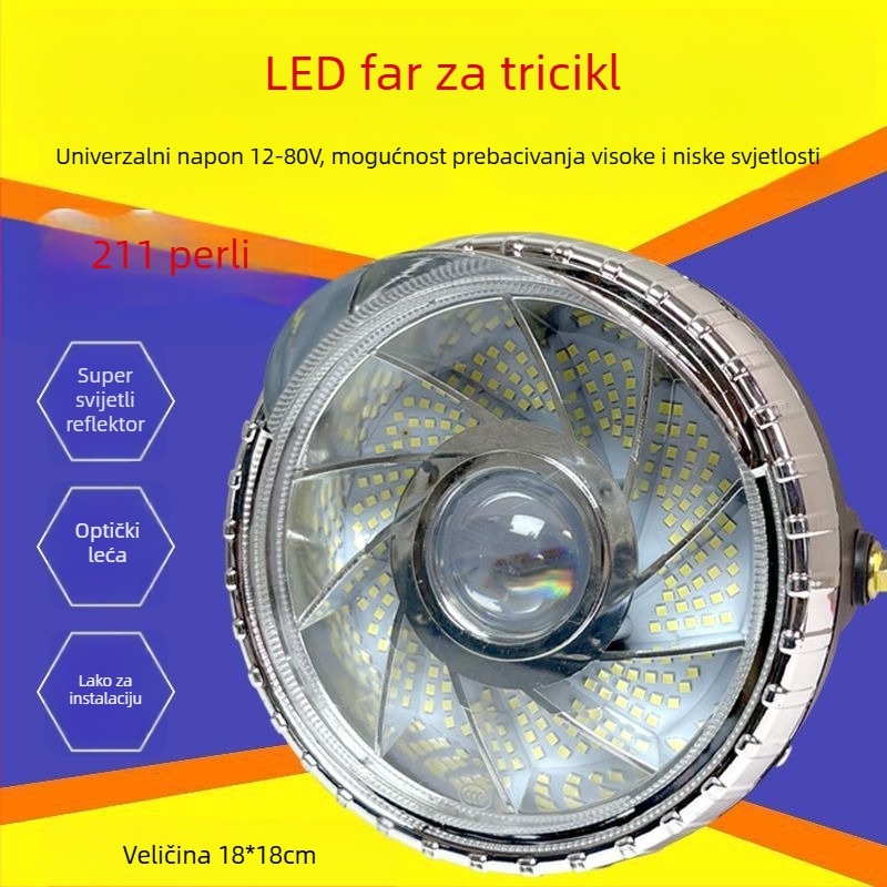 LED prednje svjetlo za motocikl/tricikl, iznimno svijetlo, vodootporno, univerzalna kompatibilnost, Napetost: 8V
