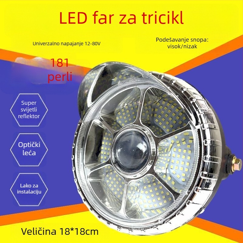 LED prednje svjetlo za motocikl/tricikl, iznimno svijetlo, vodootporno, univerzalna kompatibilnost, Napetost: 8V