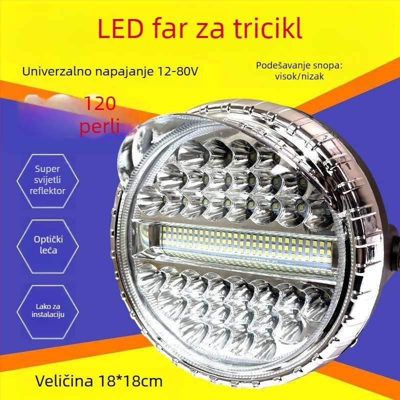 LED prednje svjetlo za motocikl/tricikl, iznimno svijetlo, vodootporno, univerzalna kompatibilnost, Napetost: 8V