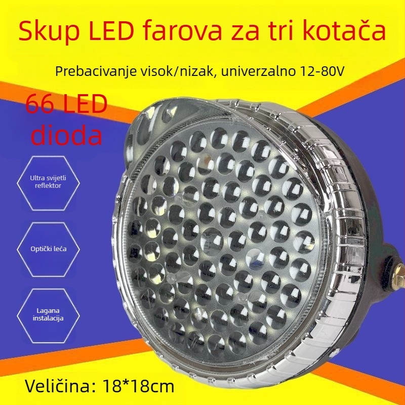 LED prednje svjetlo za motocikl/tricikl, iznimno svijetlo, vodootporno, univerzalna kompatibilnost, Napetost: 8V