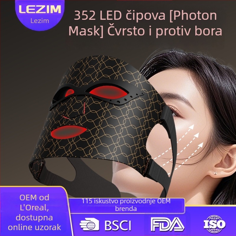 Uređaj za masku za lice - V-face silikonska maska, izbjeljivanje i multicolor LED terapija, ugrađena baterija 2000–4000 mAh, IPX6 vodootpornost, materijal silikon + ABS plastika