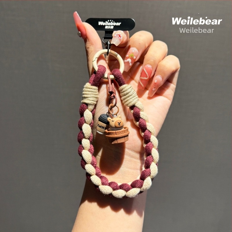 Capybara lanac za mobitel – pleteni pamuk, anti-gubitak; Materijal: Plastika; Oblik: Ženski; Vrsta: Torbica za mobitel; Uvoz: Ne