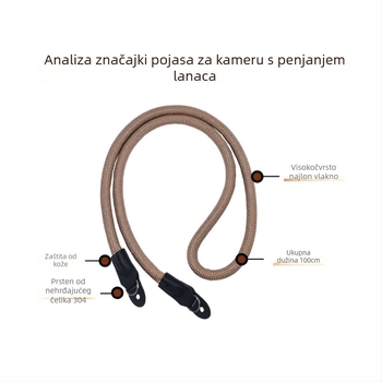 Remen za kameru oko vrata, najlon konopac za planinarenje, ručna izrada, Wodelang Technology, unisex, dizajn halterneck, metalna kopča