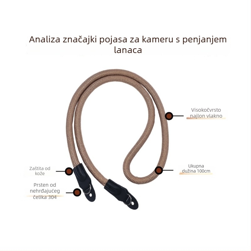 Remen za kameru oko vrata, najlon konopac za planinarenje, ručna izrada, Wodelang Technology, unisex, dizajn halterneck, metalna kopča