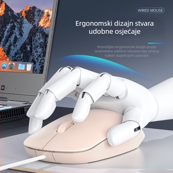 Žičana miša za stolno računalo USB, 1600dpi, 3 tipke, kabel 1.5 m, ergonomska