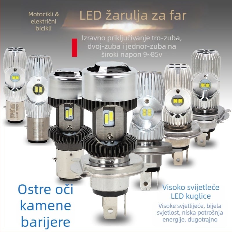 Motocikl LED prednje svjetlo s aluminijskim kućištem, 12–85V, 12/14/16/35W, prednja žarulja, kompatibilno s motociklima i električnim vozilima, modeli L9E, V2, L18, L17