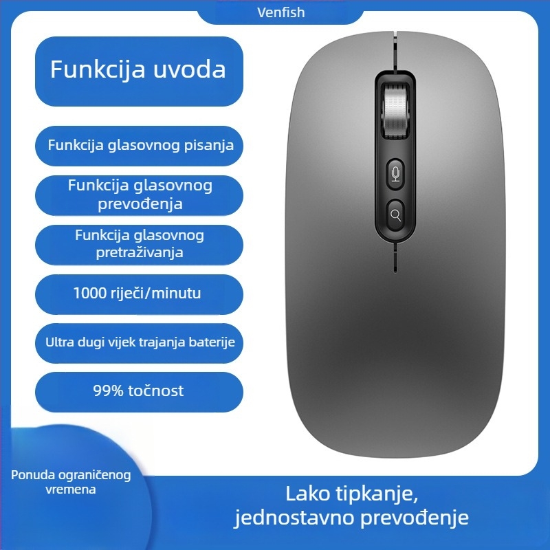AI pametni miš M108, 5 tipki, 1600 DPI optički, bežično, Plug-and-Play
