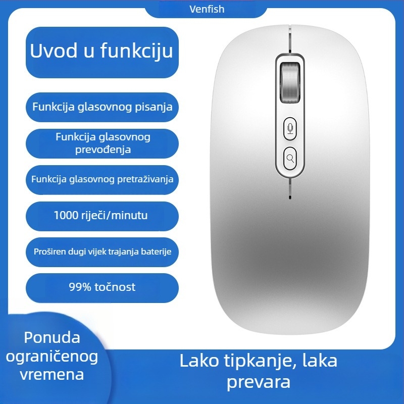 AI pametni miš M108, 5 tipki, 1600 DPI optički, bežično, Plug-and-Play