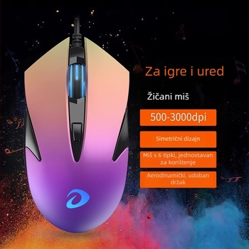 Daryou žični miš, USB sučelje, 6 tipki, kabel duljine 1,8 m, ergonomski optički senzor