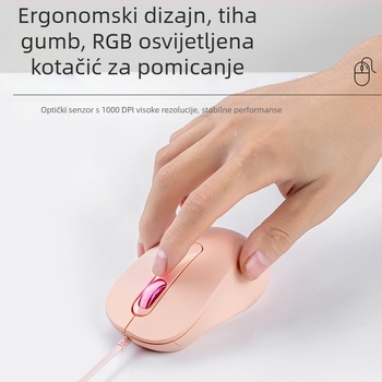 Type-C žična optička miš, 1000dpi, 3 tipke, USB sučelje, kabel duljine 1,5 m