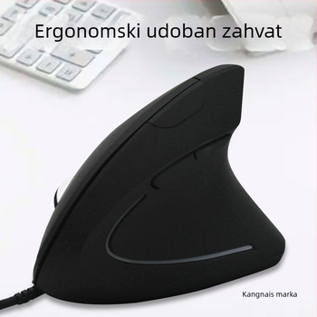 Vertikalna punjiva optička miš s USB bežičnim 2.4GHz, 1600 DPI, 6 tipki, četverostruki kotačić