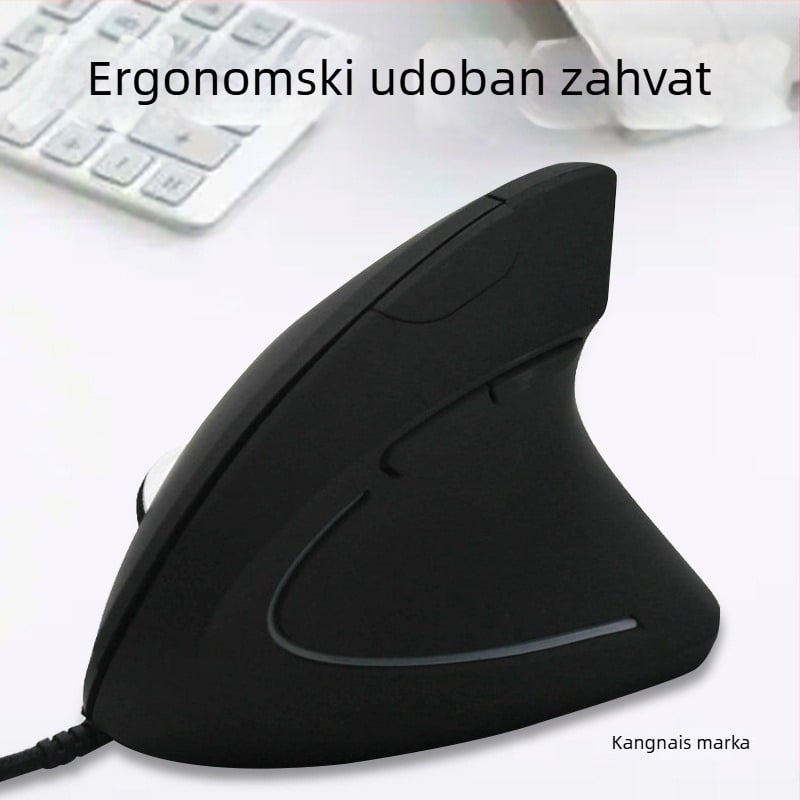 Vertikalna punjiva optička miš s USB bežičnim 2.4GHz, 1600 DPI, 6 tipki, četverostruki kotačić