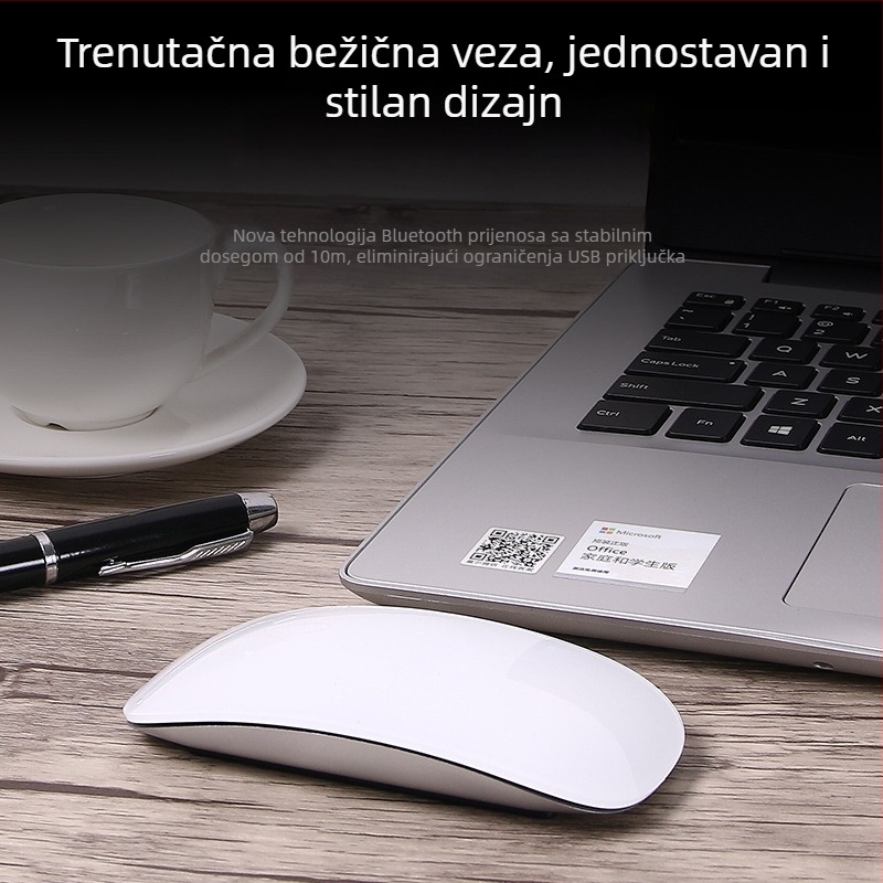 Bluetooth miš za Mac prijenosnik – 1600 DPI, 2 tipke, Type-C napajanje, bežično povezivanje, dodirni kotačić