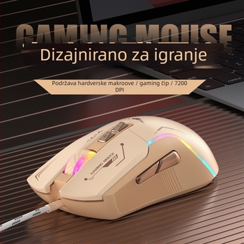 Žični gaming miš s 5600 DPI, 7 programabilnih tipki, makro programiranje, RGB rasvjeta, USB sučelje