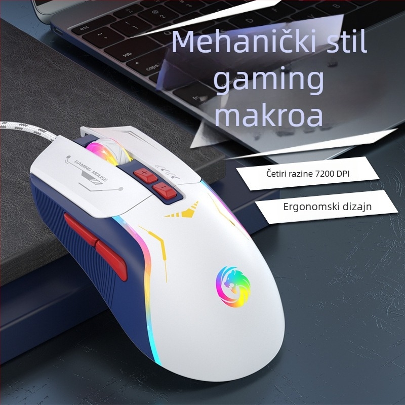 Žični gaming miš s 5600 DPI, 7 programabilnih tipki, makro programiranje, RGB rasvjeta, USB sučelje
