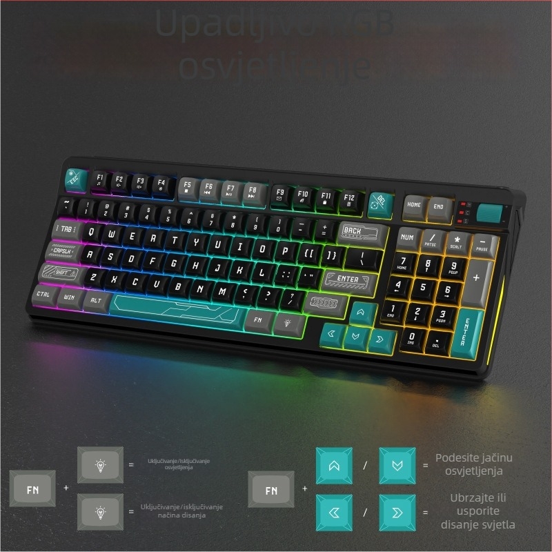SOREX Gaming tipkovnica, žična, RGB pozadinsko osvjetljenje, 98+ tipki, s podrškom za dlan